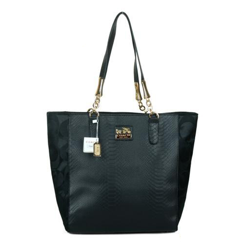 Coach Madison North South Bonded Small Black Totes EAX
